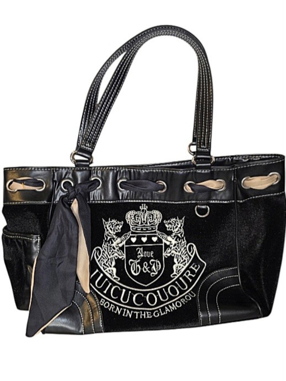 Like New! Y2K Women Embroidery Velvet Tote Bag Large Capacity Shoulder Bag